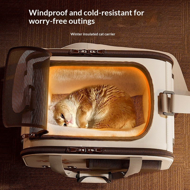 Winter Warm Cat Carrier Bag – Soft Portable Pet Travel Carrier for Cats & Small Dogs